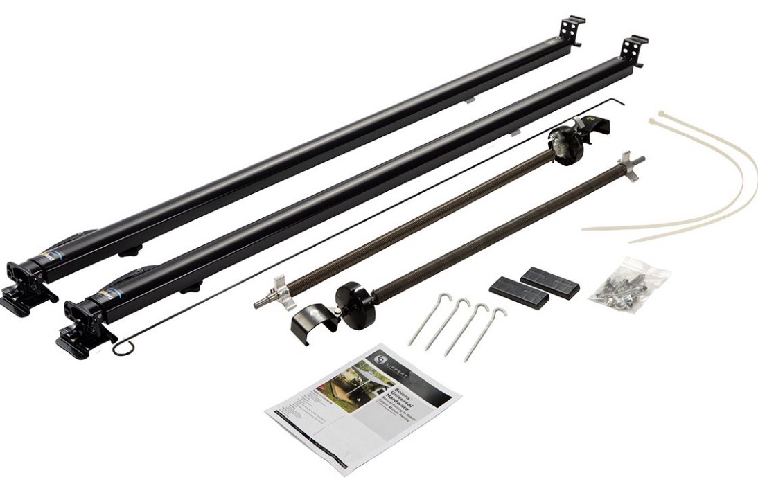 Universal manual RV awning hardware kit with arms, roller tube and mounting hardware
