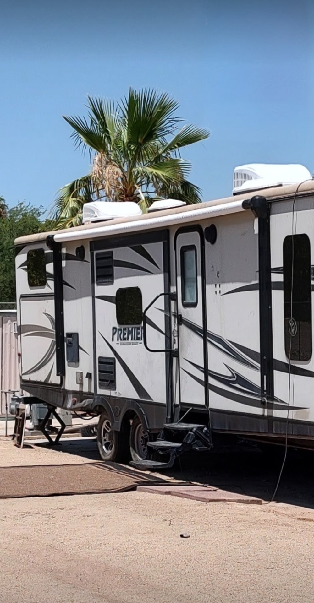 Repaired RV awning fully restored after an insurance claim